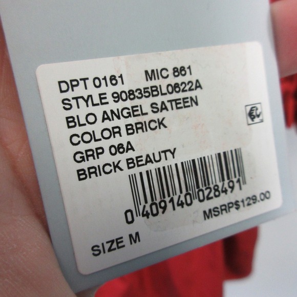 Antonio Melani Brick Beauty Smocked Blouse M Orange Puff Sleeve Preppy Chic 252 - Picture 5 of 10